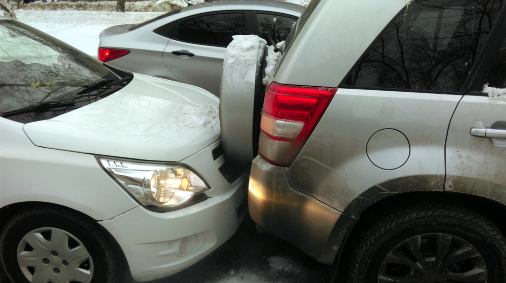 Car,Accident,Involving,Collision,Of,Two,Automobiles.,Two,Crashed,Cars