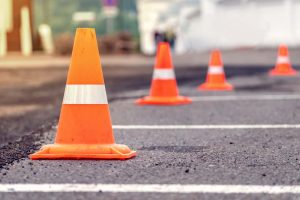 traffic cones along roads