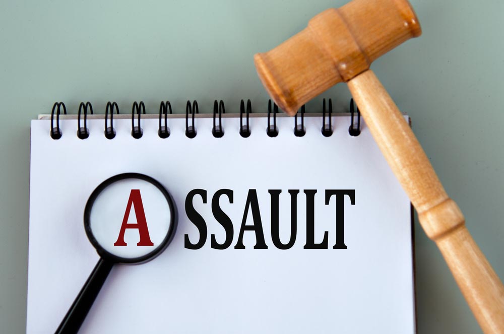 Papers labeled “self-defense” and “assault”