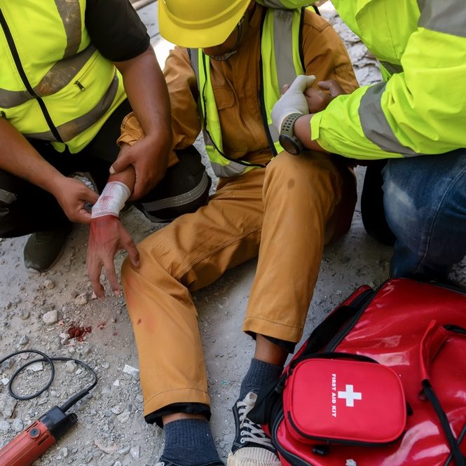 First,Aid,Team,Support,To,Builder,Worker,After,Hand,Injury One Call Legal - Worker's Compensation